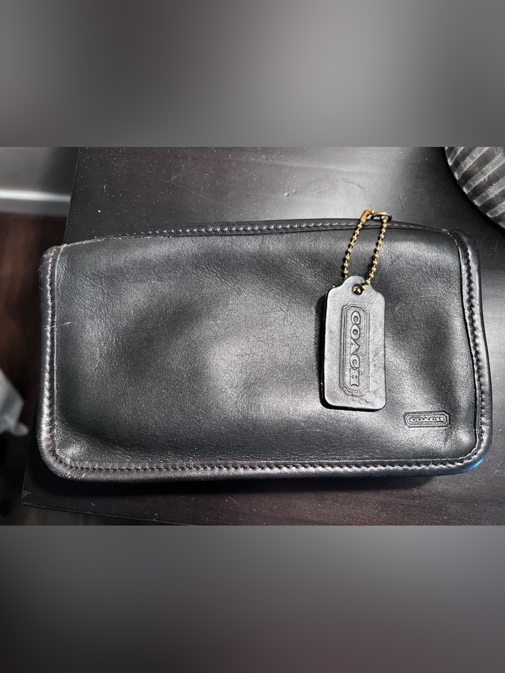 Black COACH Zip Utility Pouch Cosmetic Chunky Case Clutch EXCELLENT